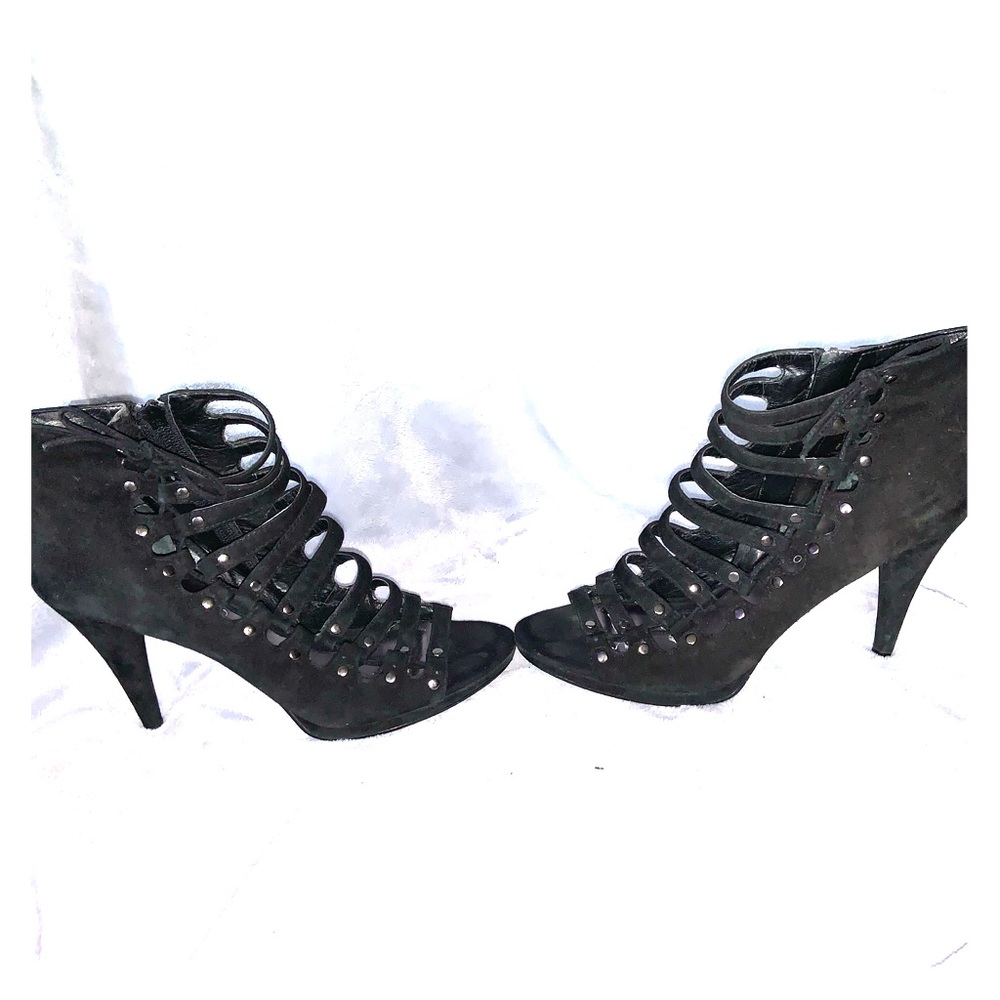Black suede heels